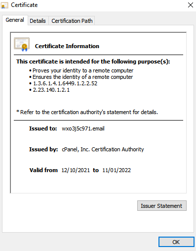 certificate information on computer