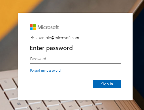 enter password screen on microsoft sign in